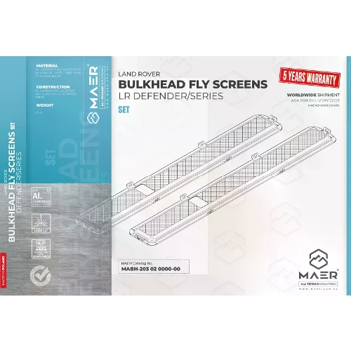 RHD STAINLESS bulkhead Meshes Fly Screen Set - MABH-203 02 0000-00 for Series / Defender 90, 110, 130 - V8, 200TDi, 300TDi Td5