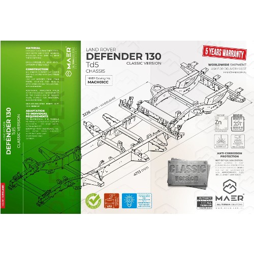 MAER DEFENDER 130 Td5 Galvanised chassis - Classic - MACH01CC