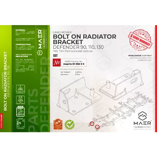 maprts-0106600 MAER Td5 / Tdci Puma Radiator Brackets (Bolt On) for Defender 90 / 110 / 130