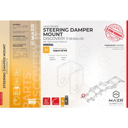 maprts-46079 MAER Discovery 2 LHD/RHD Td5 / V8 Steering Damper Mount