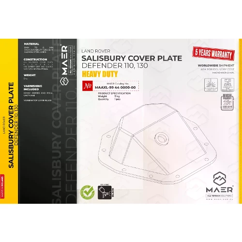 MAAXL-99 44 0000-00 SALISBURY COVER PLATE for Defender 110, 130